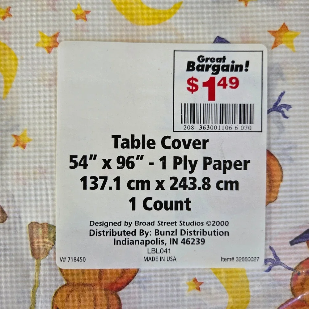 Lot‎ of 3 Vintage Halloween Table Cover 54 x 96 Pumpkin Snowman Witch Paper